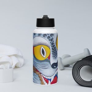 Stainless steel water bottle with a straw lid