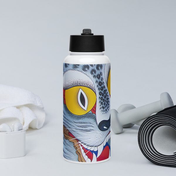 Stainless steel water bottle with a straw lid